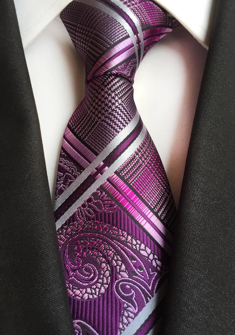 Elfeves Men's Boys Purple Ties Classic Modern Suits Custom Italian Neckties for wedding - Image 2