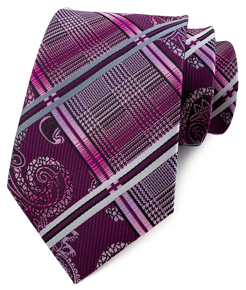 Elfeves Men's Boys Purple Ties Classic Modern Suits Custom Italian Neckties for wedding - Image 5
