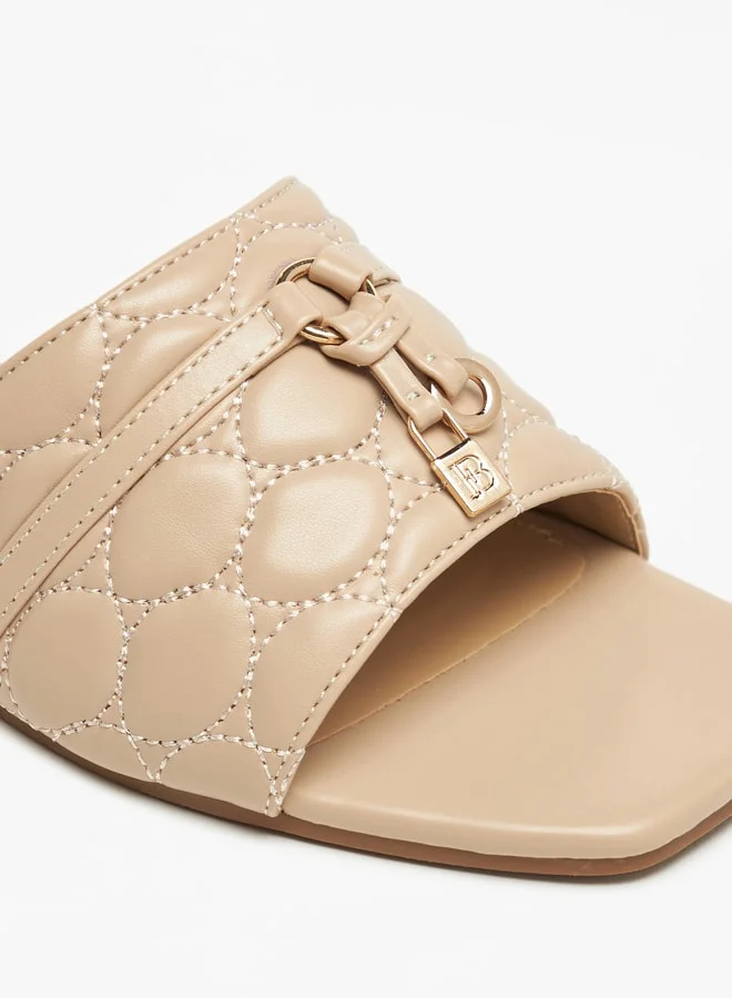 Flora Bella By Shoexpress Textured Slip-On Sandals with Metal Accent