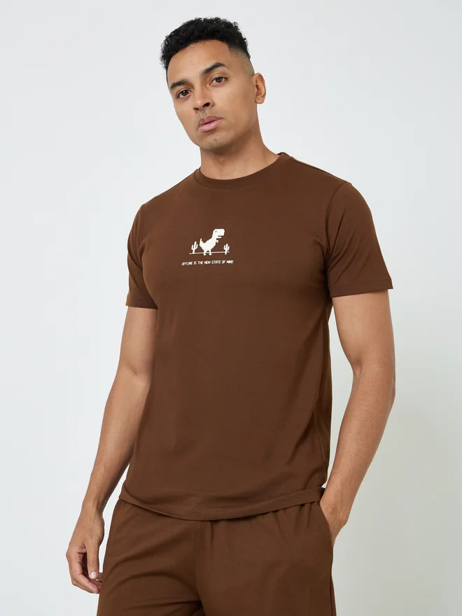 Styli Styli Men Printed Cotton Blend T-Shirt and Shorts Set