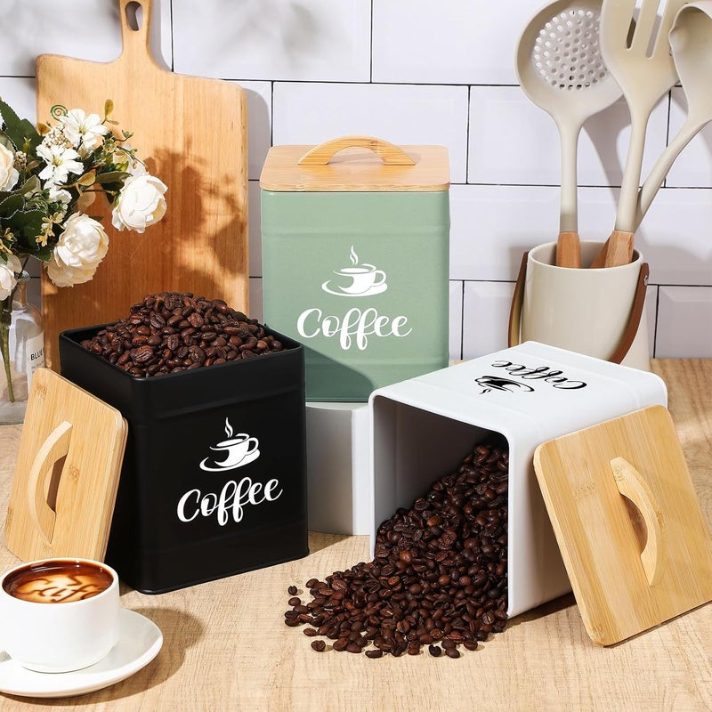 Maxdot 40 oz Black Airtight Coffee Canister Large Iron Farmhouse Container with Wooden Bamboo Lid Tea Storage Kitchen Countertop Container for Coffee Grounds Beans Pods - Image 5