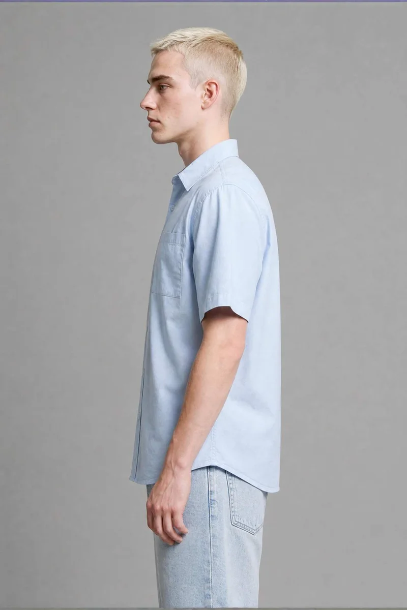 Defacto  Boxy Fit Shirt Collar Printed Gabardine Short Sleeve Shirt for Men | Best Price UAE