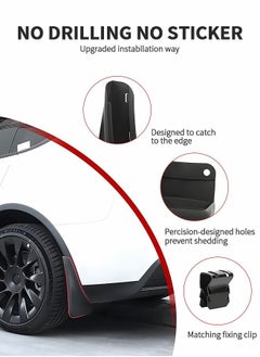 GROIC 4PCS Mud Flaps Splash Guards Fender, Front Rear Mudguard Kit Auto Fender Mudflaps with Screws Full Protection Customized No Need to Drill Holes Fit for Tesla Model Y  - Image 5