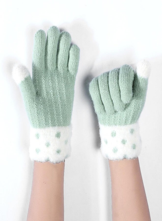 TopiBaaz Baby Boys Girls Winter Faux Fur Gloves Fingerless Smooth Soft Warm Plush Furry Half Finger Gloves Mitten for Kids (Age 4-16 Years) (1 Green) - Image 3