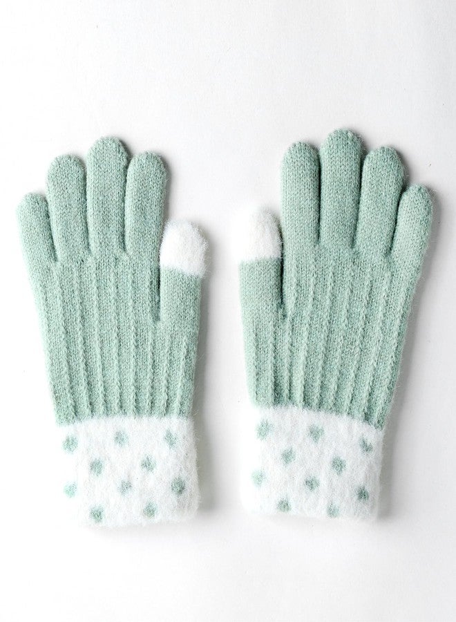 TopiBaaz Baby Boys Girls Winter Faux Fur Gloves Fingerless Smooth Soft Warm Plush Furry Half Finger Gloves Mitten for Kids (Age 4-16 Years) (1 Green) - Image 2