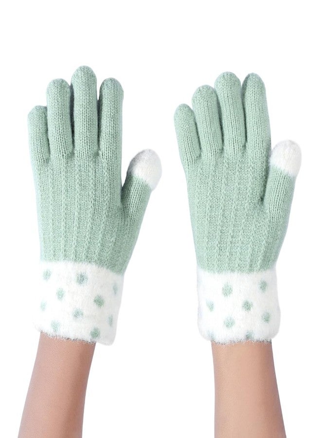 TopiBaaz Baby Boys Girls Winter Faux Fur Gloves Fingerless Smooth Soft Warm Plush Furry Half Finger Gloves Mitten for Kids (Age 4-16 Years) (1 Green) - Image 1