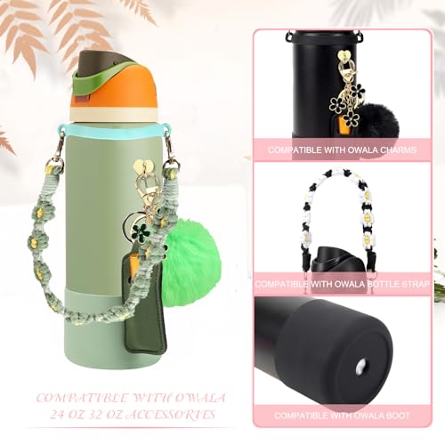 SLEILIN Compatible for Owala Accessories Bundle: Silicone Boot for 24oz & 32oz Bottles, Charms, Handle,Strap, Rubber Bottoms, and Decorative Add-ons for Your Compatible for Owala Water Bottle, Camo Cool - Image 3