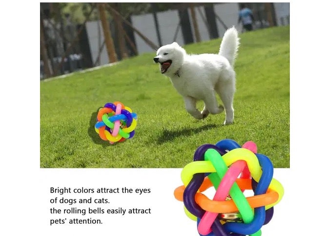 لعبة عض صغيرة ملونة للكلاب مع جرس - Image 2