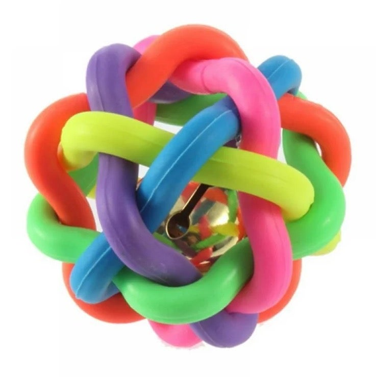 لعبة عض صغيرة ملونة للكلاب مع جرس - Image 1