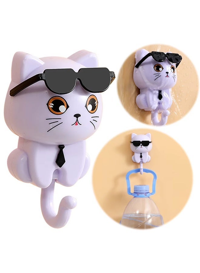Creative Cat Sunglasses Wall Hooks – Cute Decorative Plastic Hangers for Kitchen & Clothes - Image 1