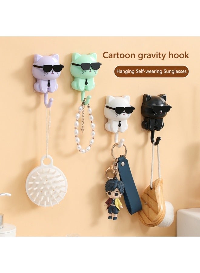 Creative Cat Sunglasses Wall Hooks – Cute Decorative Plastic Hangers for Kitchen & Clothes - Image 5