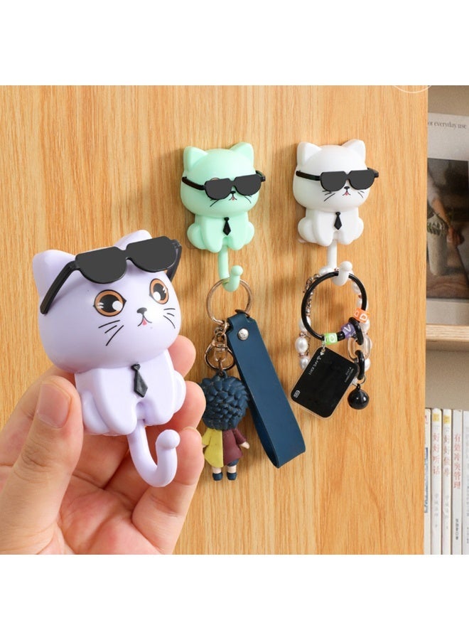 Creative Cat Sunglasses Wall Hooks – Cute Decorative Plastic Hangers for Kitchen & Clothes - Image 4