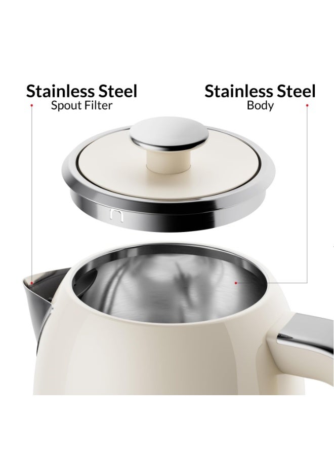 Feller Retro Style 1.7L Kettle with Thermometer, 2200 W, Stainless Steel Body, STRIX Controller, Dry Boil & Automatic Switch-Off, Ek200, 2Y Guarantee-UAE Version (Cream) - Image 4