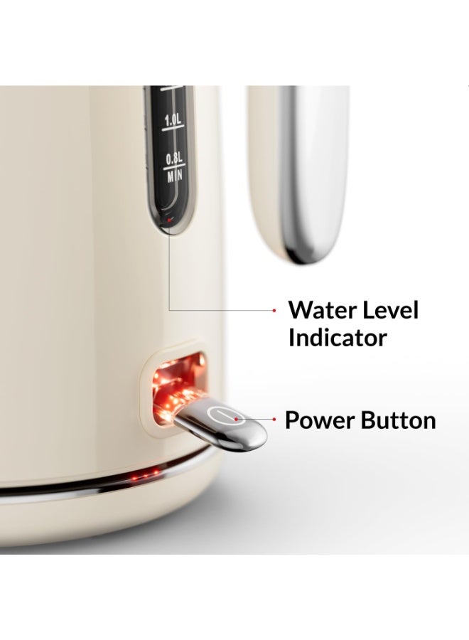 Feller Retro Style 1.7L Kettle with Thermometer, 2200 W, Stainless Steel Body, STRIX Controller, Dry Boil & Automatic Switch-Off, Ek200, 2Y Guarantee-UAE Version (Cream) - Image 5