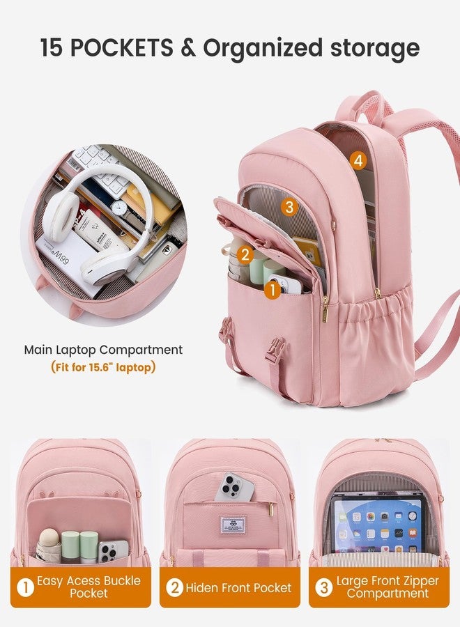 LOVEVOOK School Backpack for Girls Boys,Bookbag for Teen with Pouch Pocket for Large Capacity Cup, Waterproof School Bookbag, Preppy Backpack Travel Daypack with 15.6 inch Laptop Compartment - Image 3