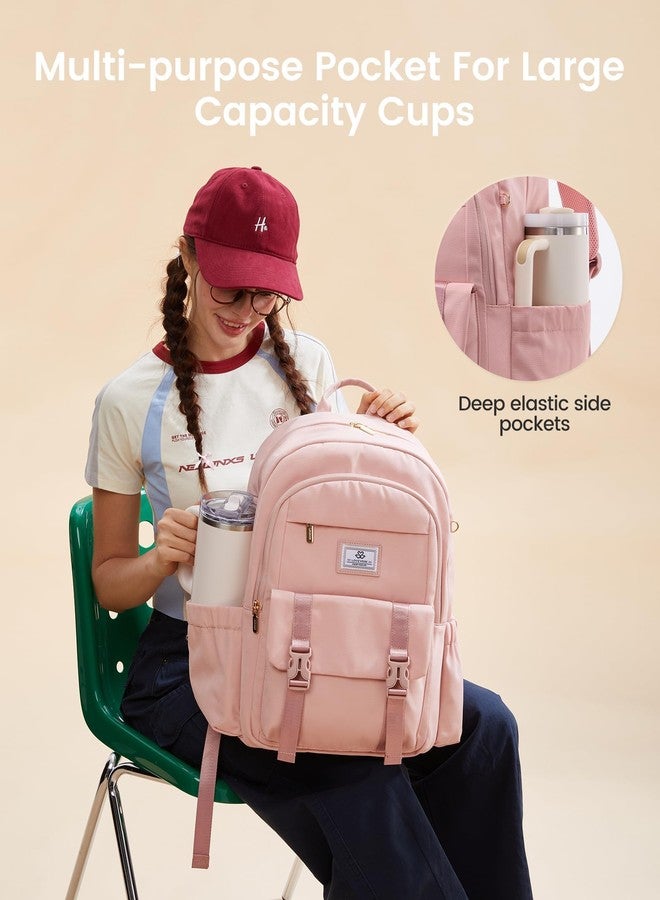 LOVEVOOK School Backpack for Girls Boys,Bookbag for Teen with Pouch Pocket for Large Capacity Cup, Waterproof School Bookbag, Preppy Backpack Travel Daypack with 15.6 inch Laptop Compartment - Image 2