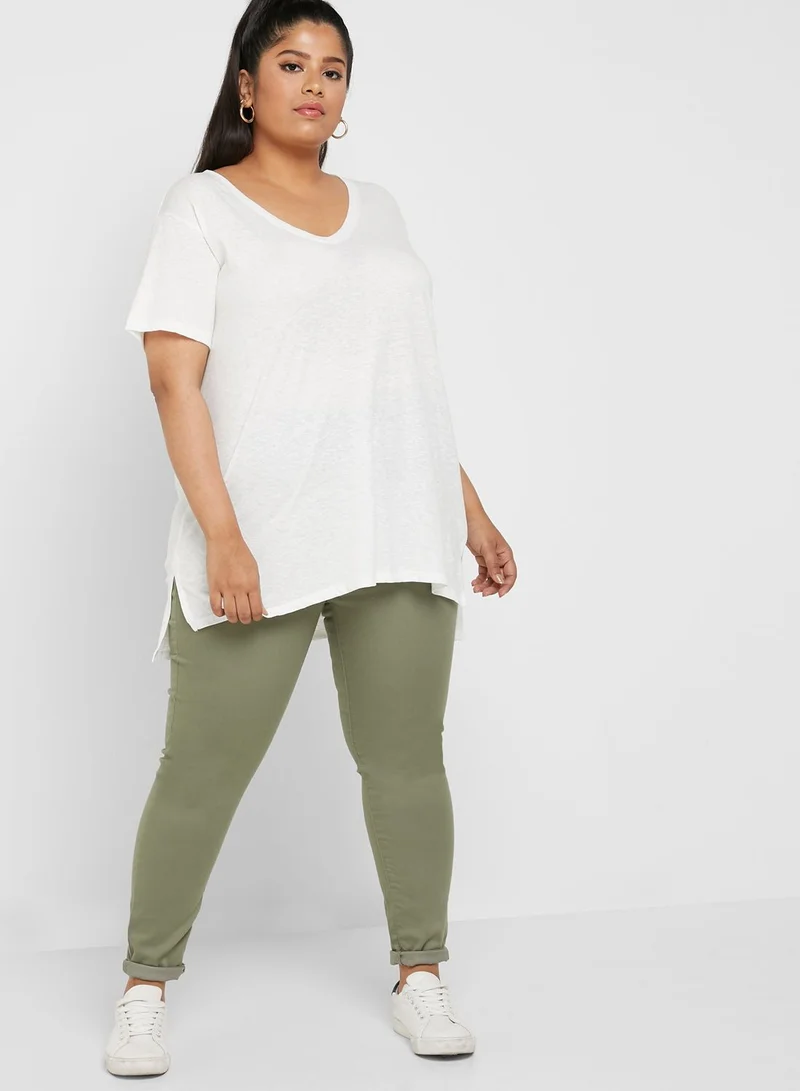 New Look Curve High Low Side Slit T-Shirt