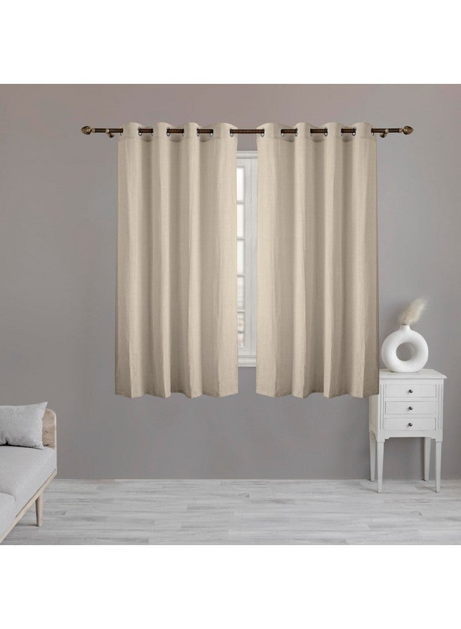 LINENWALAS Natural Cotton Linen Semi Sheer Curtains for Bedroom, Living Room, 5 Feet Window Curtain, Pack of 2 Pcs Boho Curtain with Eyelet Rings, Light Filtering (Pack of 2 Pcs, Natural) - Image 4