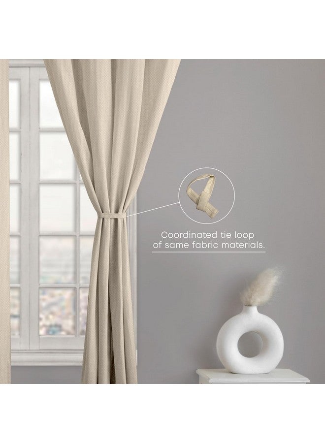 LINENWALAS Natural Cotton Linen Semi Sheer Curtains for Bedroom, Living Room, 5 Feet Window Curtain, Pack of 2 Pcs Boho Curtain with Eyelet Rings, Light Filtering (Pack of 2 Pcs, Natural) - Image 2