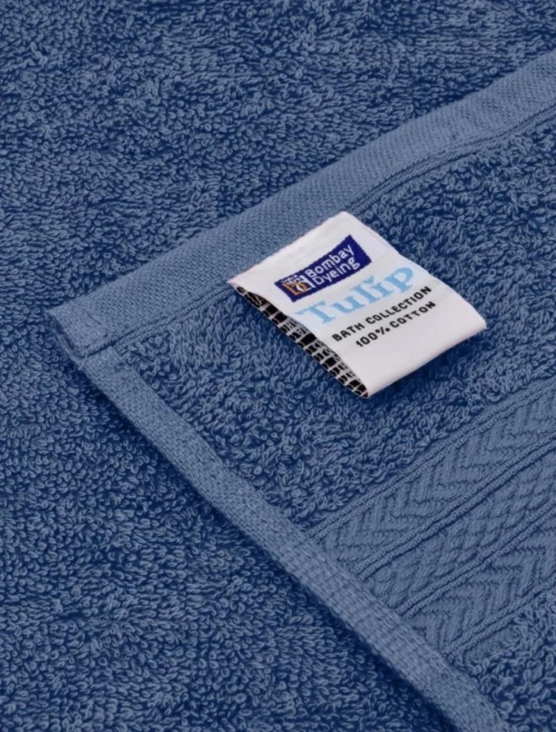 Bombay Dyeing Cotton Towel Set 450 GSM Bath Hand Face Towel Set Pack of 4 Tulip R4 Blue - Image 2