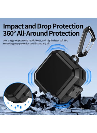 Case Cover with Lock Carbon Fiber Case for Samsung Galaxy Buds 4 Case/ Galaxy Buds 4 Pro Case with Keychain and Cleaner Kit - Black - view 5