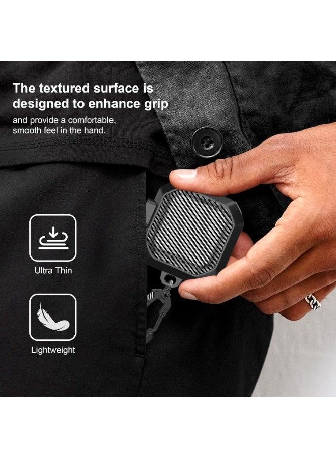 QIRG Case Cover with Lock Carbon Fiber Case for Samsung Galaxy Buds 4 Case/ Galaxy Buds 4 Pro Case with Keychain and Cleaner Kit - Black - Image 2