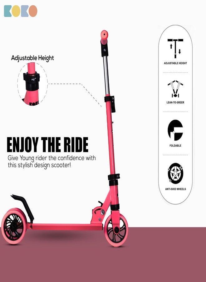كوكو سكوتر التزلج Koko Rowdy Kick Skate ذو ارتفاع قابل للتعديل وقابل للحمل، سكوتر للأطفال مزود بعجلات LED PVC مناسبة للأطفال من عمر 3 سنوات فما فوق (أقصى وزن للمستخدم: 50 كجم) (وردي) - Image 4