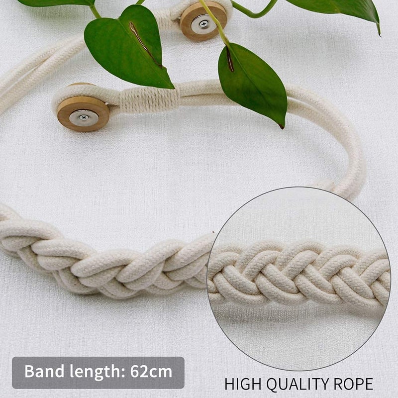 Home-Cloud HomeCloud Magnetic Curtain tiebacks Curtain Tie Back Cotton HandKnotted Made of Cotton Rope Design Light Weight with Heavy Magnet WHI - Image 3