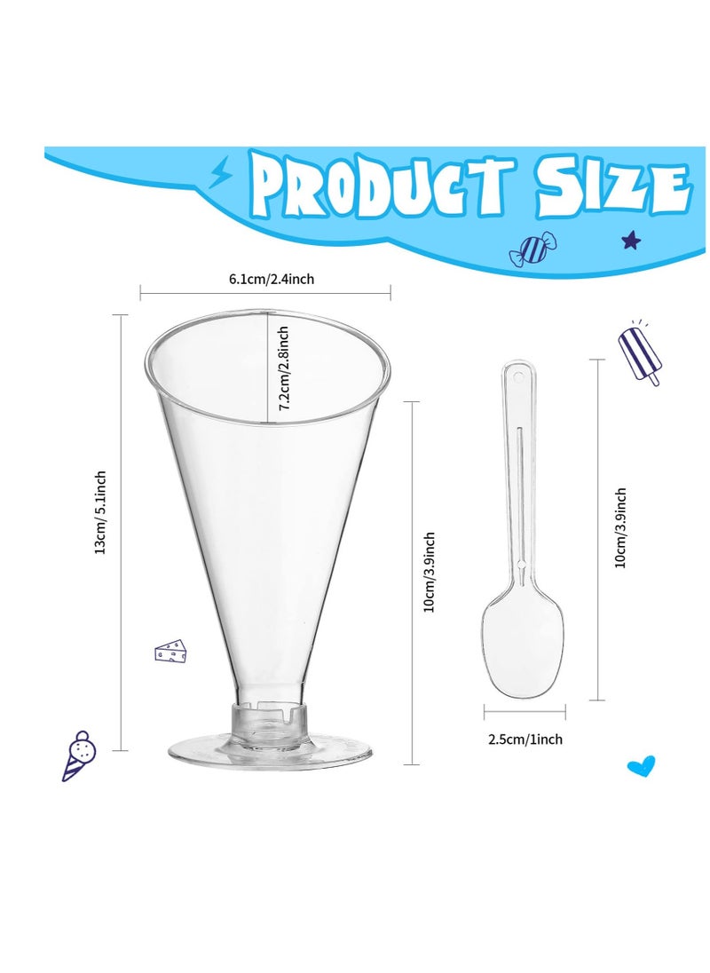 KASTWAVE - Dessert Cups, 50 Pack Mini Dessert Cups with Spoons 4oz Plastic Martini Glasses Disposable Dessert Cups Appetizer Cups for Home Gatherings, Events, Parties, Weddings, Serving, Tasting - Image 1
