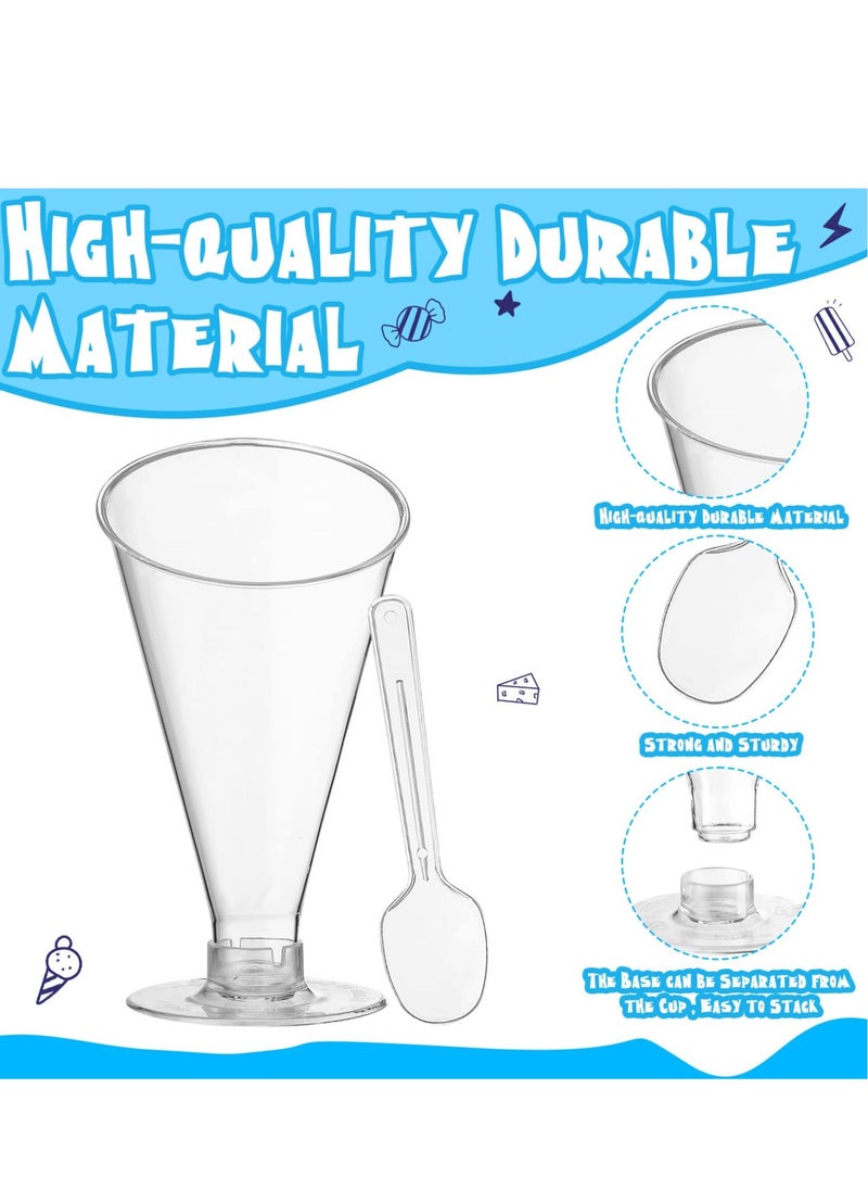 KASTWAVE - Dessert Cups, 50 Pack Mini Dessert Cups with Spoons 4oz Plastic Martini Glasses Disposable Dessert Cups Appetizer Cups for Home Gatherings, Events, Parties, Weddings, Serving, Tasting - Image 1