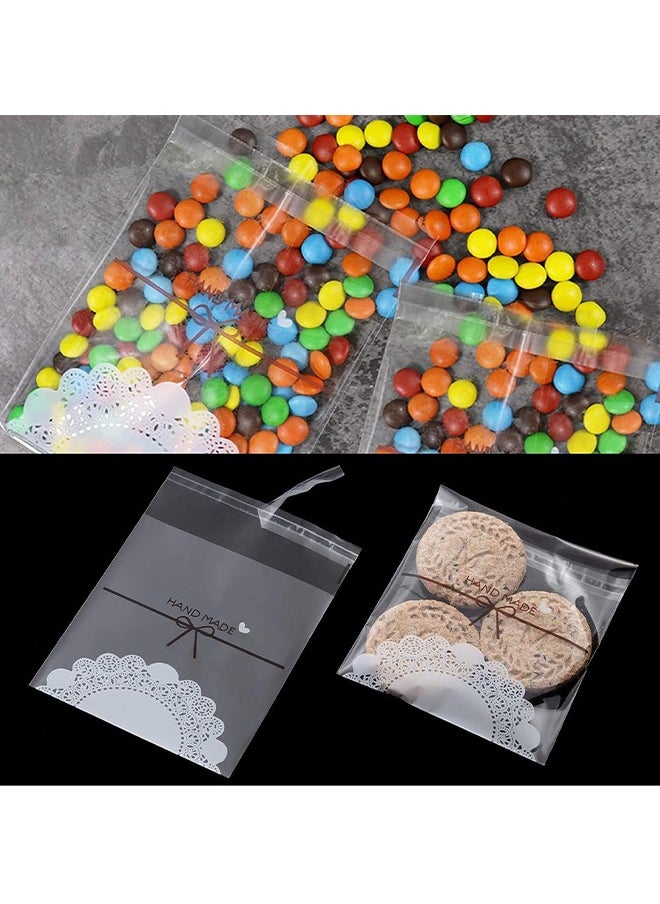 HY 200Pcs Self-adhesive Cookie Bags, 5.5x5.5Inch Clear Treat Bags DIY Plastic Individual Candy Bags Decorating Favor Bag Cellophane Bags for Packing Biscuits, Chocolate, Snack, Wedding, Party  - Image 3