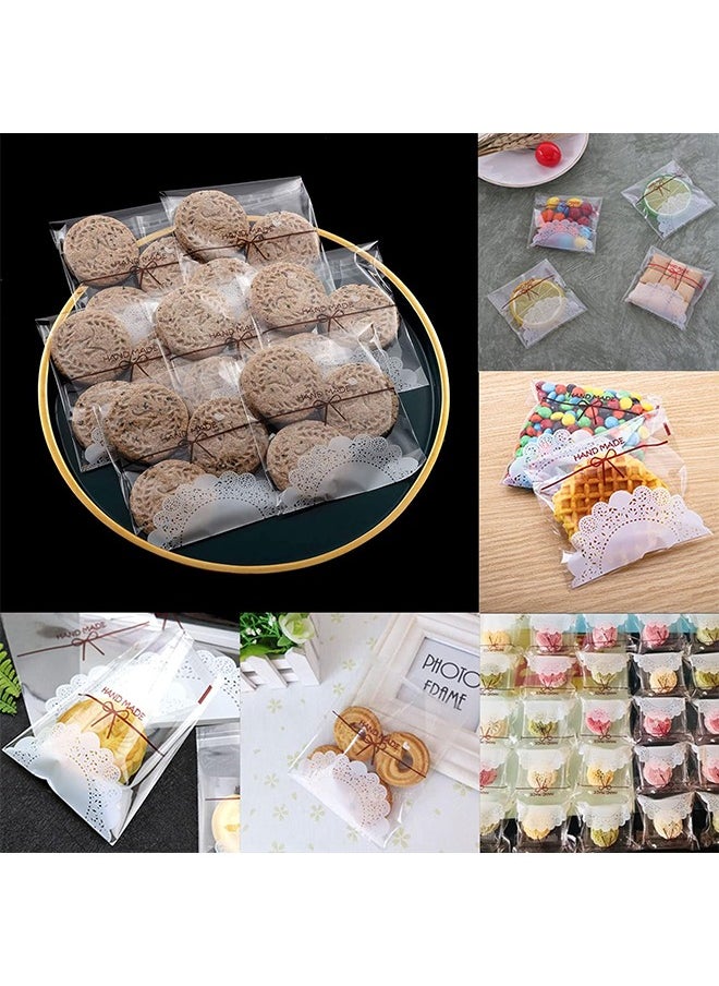 HY 200Pcs Self-adhesive Cookie Bags, 5.5x5.5Inch Clear Treat Bags DIY Plastic Individual Candy Bags Decorating Favor Bag Cellophane Bags for Packing Biscuits, Chocolate, Snack, Wedding, Party  - Image 5