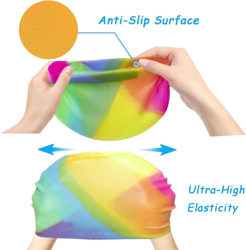 Protoner Silicone Swimming Cap, Unisex, Multi-Colour, One Size Fits All (Multicolor) - Image 4