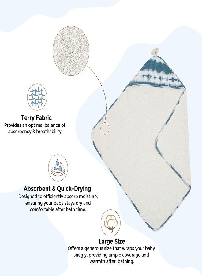 Crane Baby Hooded Towel, 100% Cotton & Terry Cloth Hooded Baby Towels for Boys & Girls, Blue Tie-Dye, 30" w x 30" h, Hooded Baby Beach Towel, Baby Pool Towel, Baby Bath Towel, Hooded Towels for Baby - Image 4