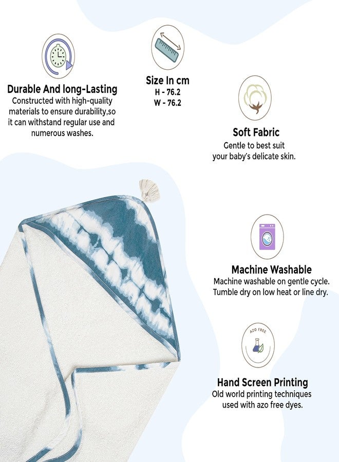 Crane Baby Hooded Towel, 100% Cotton & Terry Cloth Hooded Baby Towels for Boys & Girls, Blue Tie-Dye, 30" w x 30" h, Hooded Baby Beach Towel, Baby Pool Towel, Baby Bath Towel, Hooded Towels for Baby - Image 3