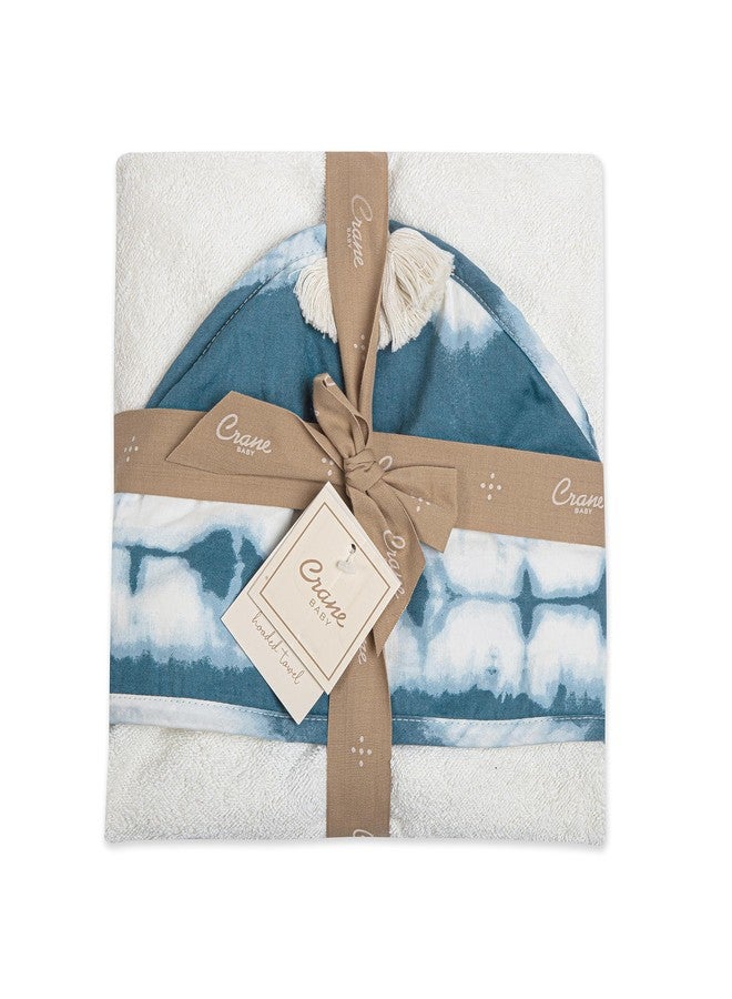 Crane Baby Hooded Towel, 100% Cotton & Terry Cloth Hooded Baby Towels for Boys & Girls, Blue Tie-Dye, 30" w x 30" h, Hooded Baby Beach Towel, Baby Pool Towel, Baby Bath Towel, Hooded Towels for Baby - Image 2