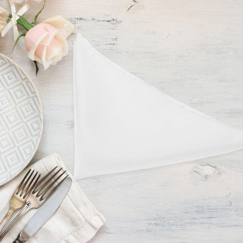 White Satin Dinner Napkins 30x30cm High Density Edge Locked Tear Resistant for Wedding Party Restaurant - Image 5