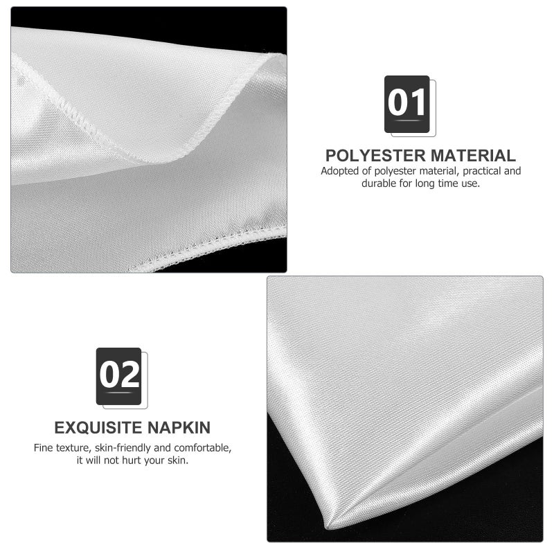 White Satin Dinner Napkins 30x30cm High Density Edge Locked Tear Resistant for Wedding Party Restaurant - Image 4