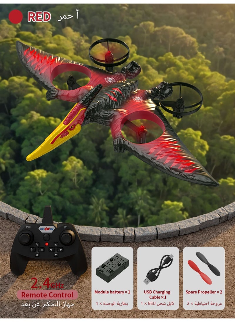 2.4G VTOL RC Flying Dinosaur Drone – Pterosaur RC Airplane with Vertical Takeoff, Hover, 3D Flips, One-Key Return, 3 Speed Modes, LED Lights, EPP Foam Toy for Kids Adults - Image 1