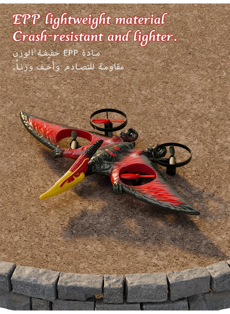 2.4G VTOL RC Flying Dinosaur Drone – Pterosaur RC Airplane with Vertical Takeoff, Hover, 3D Flips, One-Key Return, 3 Speed Modes, LED Lights, EPP Foam Toy for Kids Adults - Image 3
