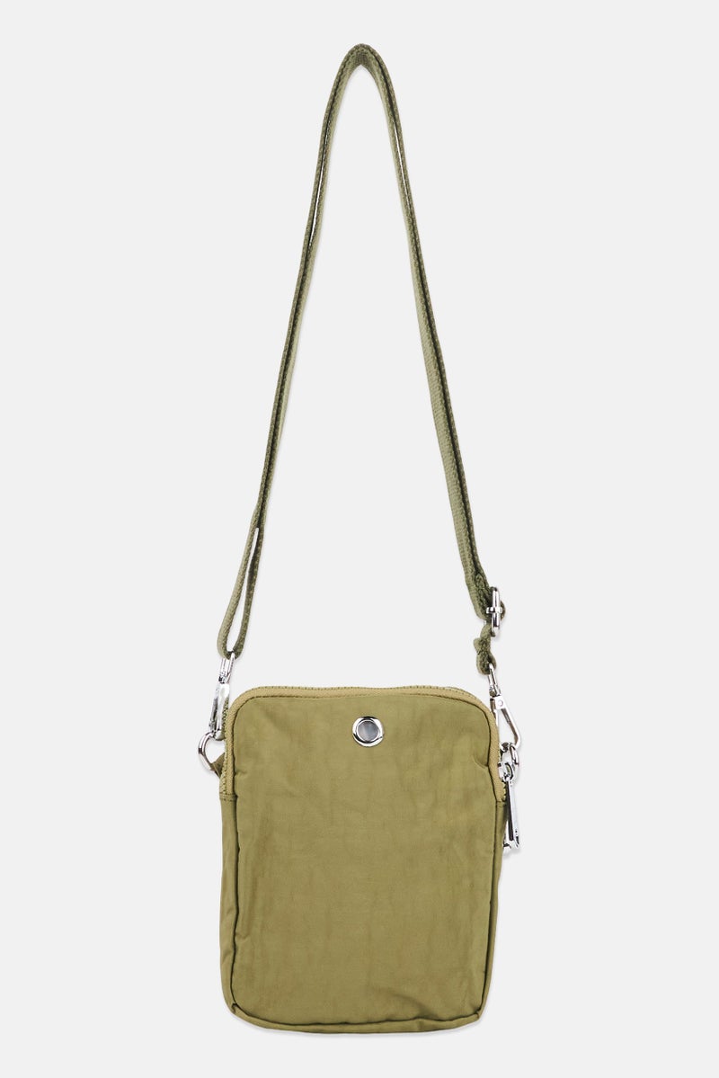 I Love Fashion Women Brand Logo Cross Body Bag, Olive - Image 3