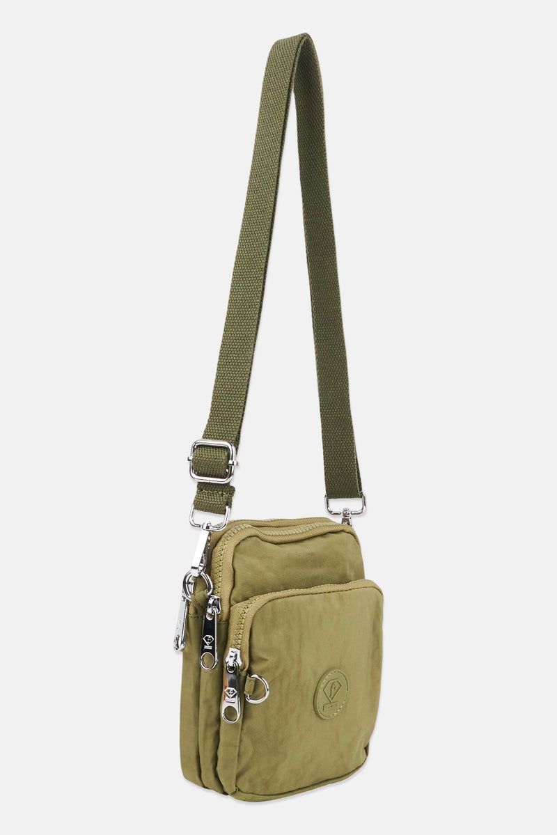 I Love Fashion Women Brand Logo Cross Body Bag, Olive - Image 2