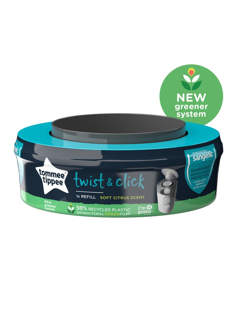 tommee tippee Twist And Click Advanced Nappy Bin Refill Cassettes, Sustainably Sourced Antibacterial Greenfilm - Image 2