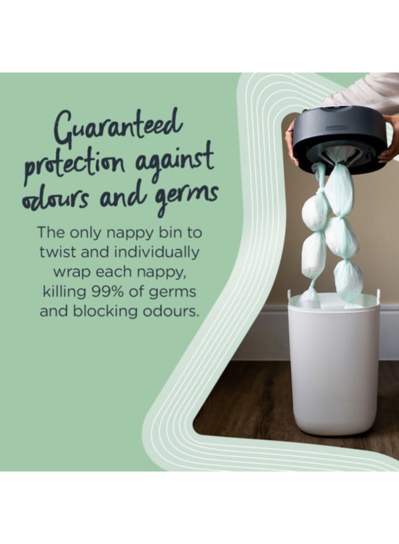 tommee tippee Twist And Click Advanced Nappy Bin Refill Cassettes, Sustainably Sourced Antibacterial Greenfilm - Image 3