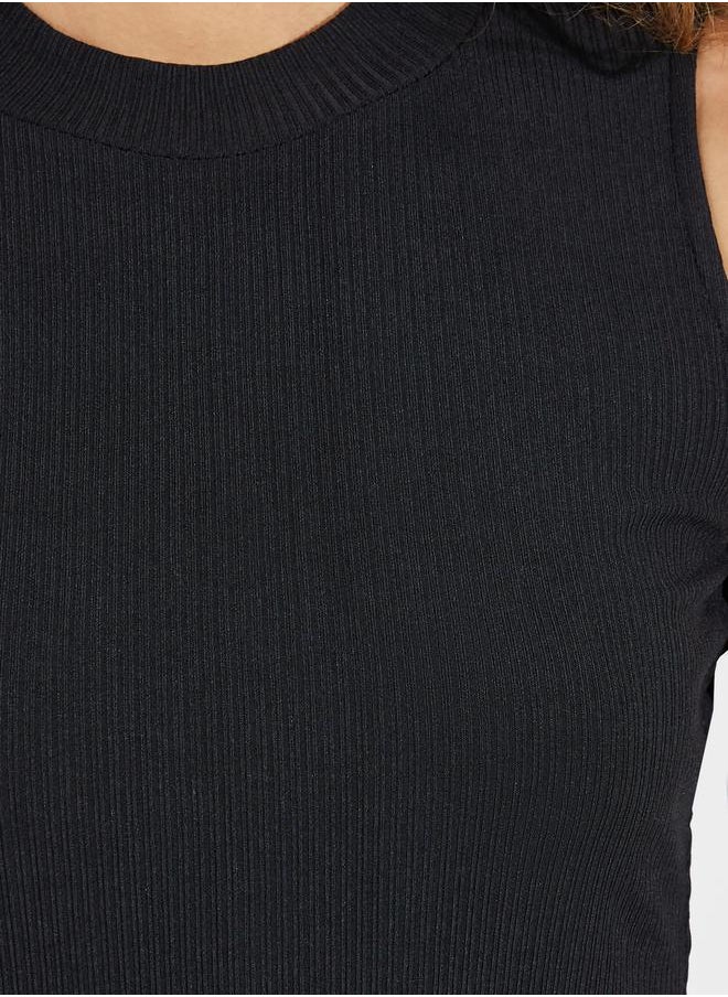 Styli Rib Sleeveless Belted Bodycon Midi Dress  - Image 3