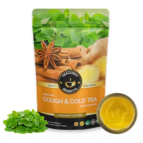 TEACURRY Cold and Cough Tea - 15 Tea Bag | Helps cough, Cold, Runny Nose and sore throat | Relieves Sneezing, Fever, Dizziness | Cough and Cold Relief Pack |100% Natural Herbal Tea for Immunity - Image 1