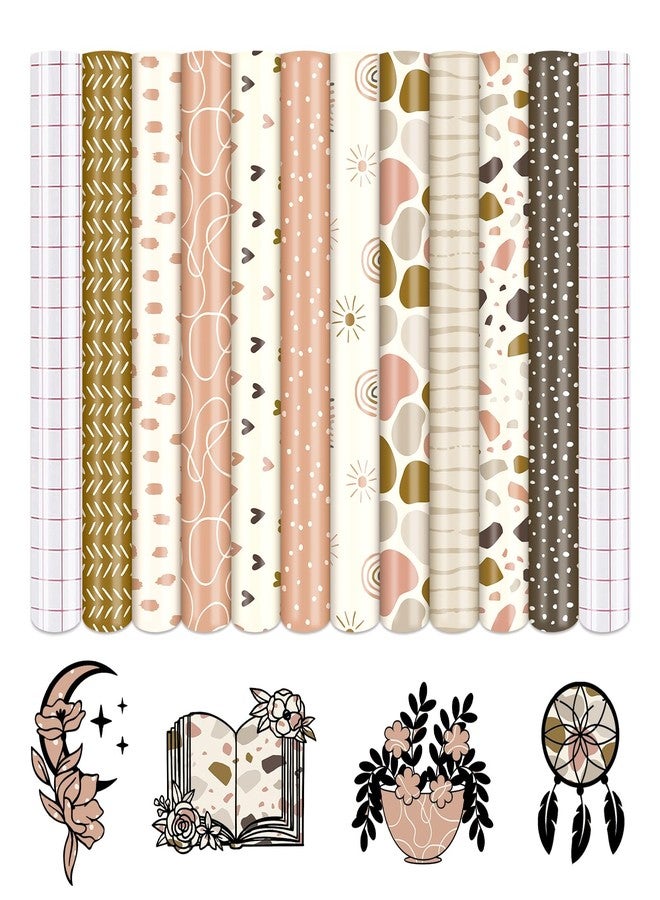 Tintnut Boho Geometry Permanent Adhesive Vinyl-10 Sheets 12"x 10" Pattern Self Adhesive Vinyl Boho Permanent Vinyl for Mugs - Image 1