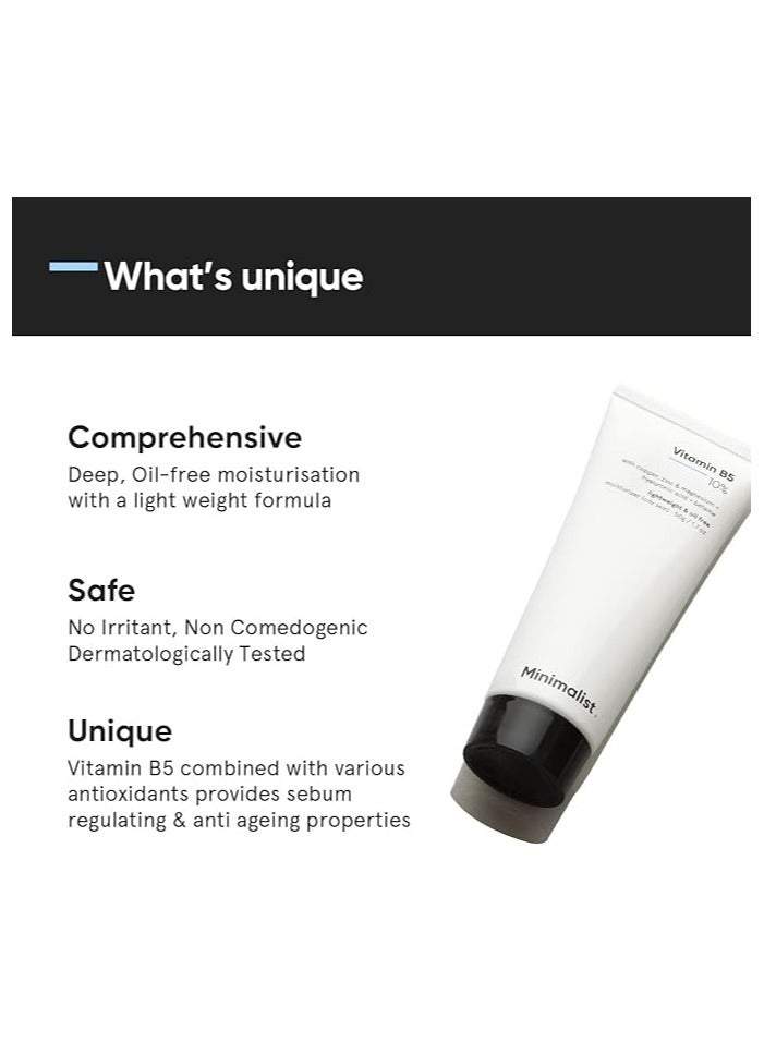 MINIMALIST Minimalist Vitamin B5 10% Oil Free Fast Absorbing Lightweight Face Moisturizer Gel For Oily & Acne Prone Skin  - Image 2