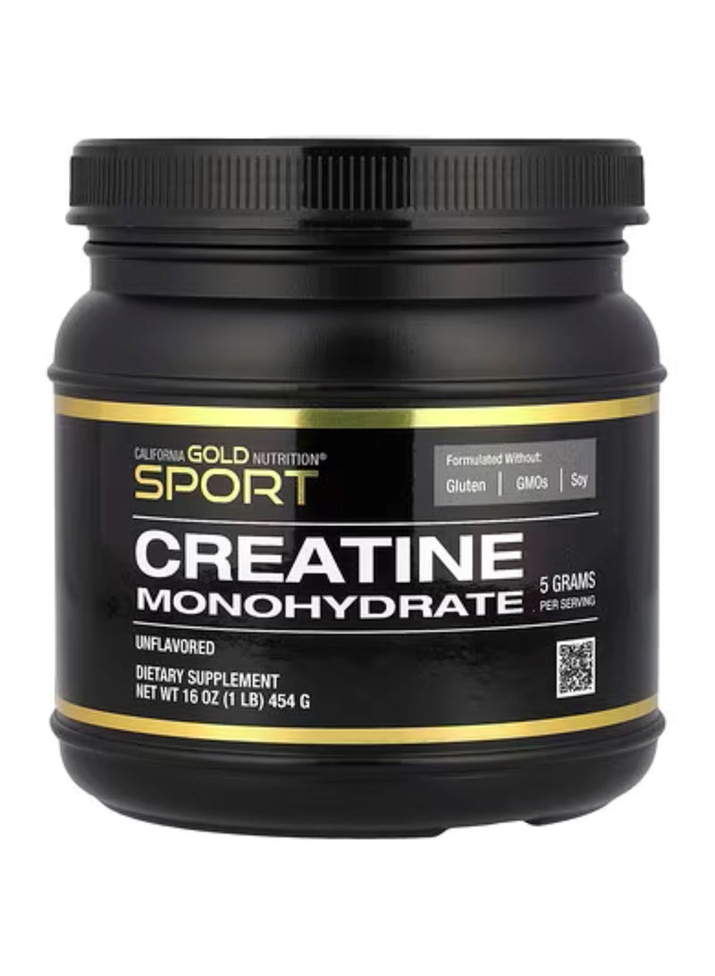 California Gold Nutrition Sport Creatine Monohydrate Unflavored 1 lb 454 G - Image 1