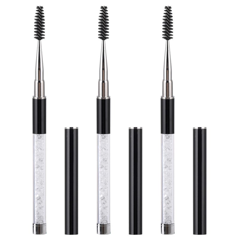Tbestmax Tbestmax 3 Pcs Spoolies Mascara Wands Eyelash Brushes Eye Brow Brush Applicator with Cap for Travel Black